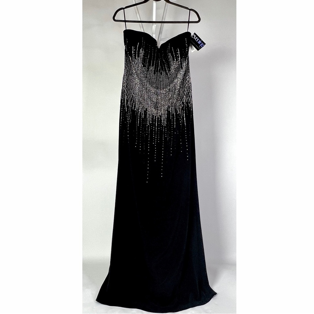 NWT Gilar evening black beaded maxi dress vintage opera formal Christmas classic